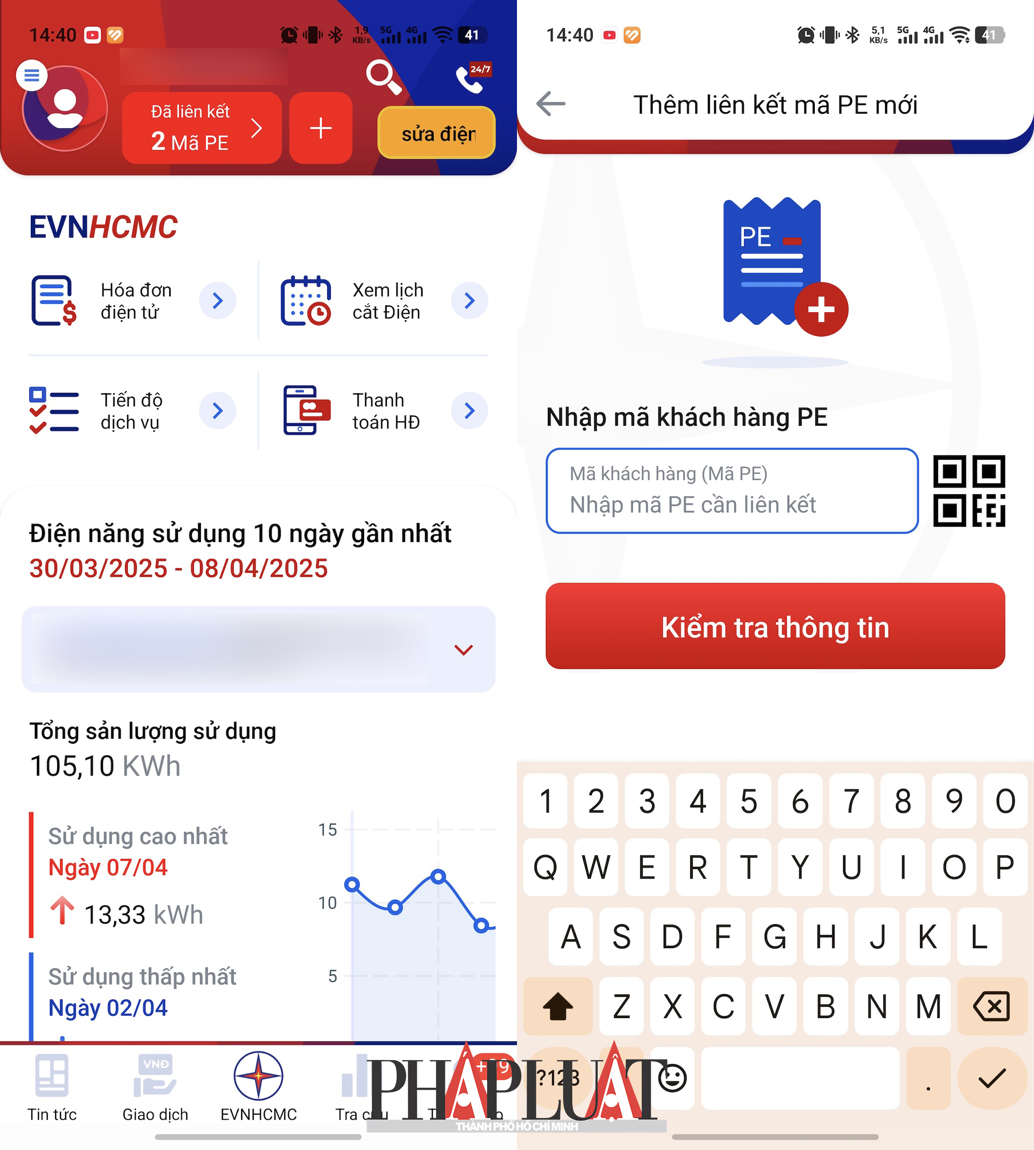Tạo tài khoản và liên kết mã khách hàng theo hướng dẫn. Ảnh: MINH HOÀNG