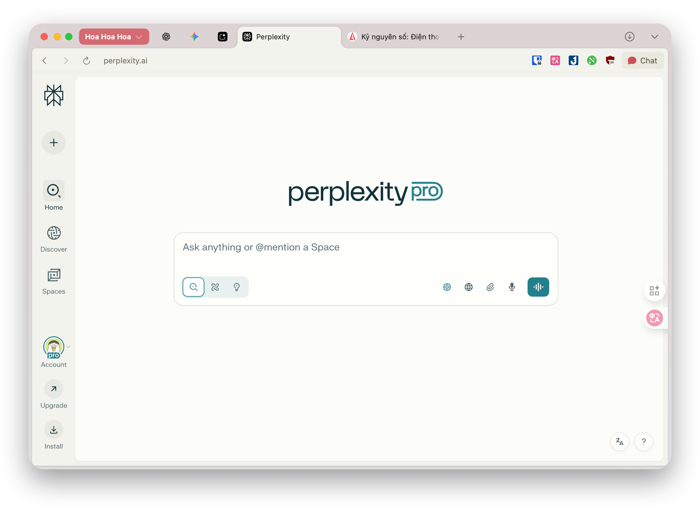 Ứng dụng AI Perplexity trên nền web. Ảnh: TIỂU MINH