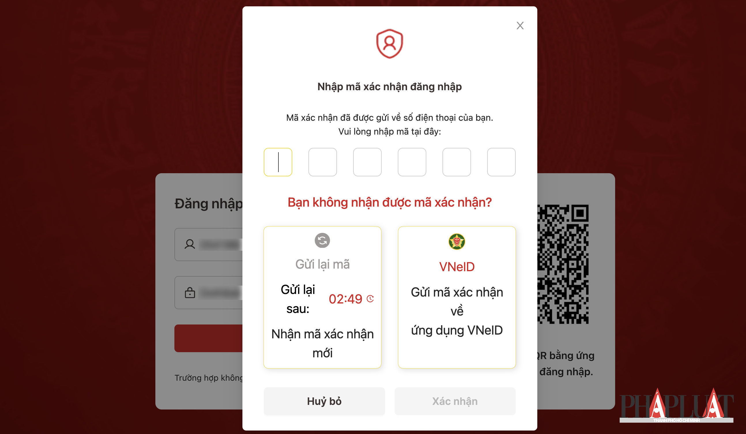Đăng nhập cổng dịch vụ bằng tài khoản VNeID. Ảnh: MINH HOÀNG