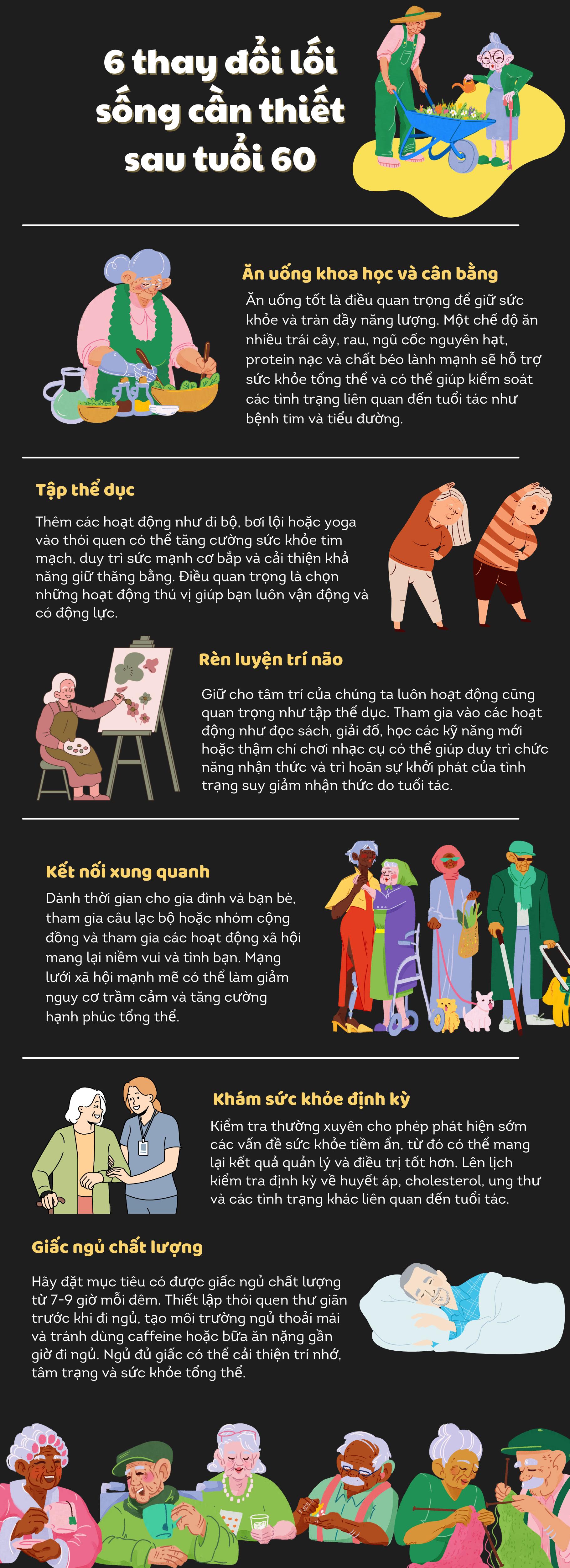 6 thay đổi lối sống cần thiết sau tuổi 60