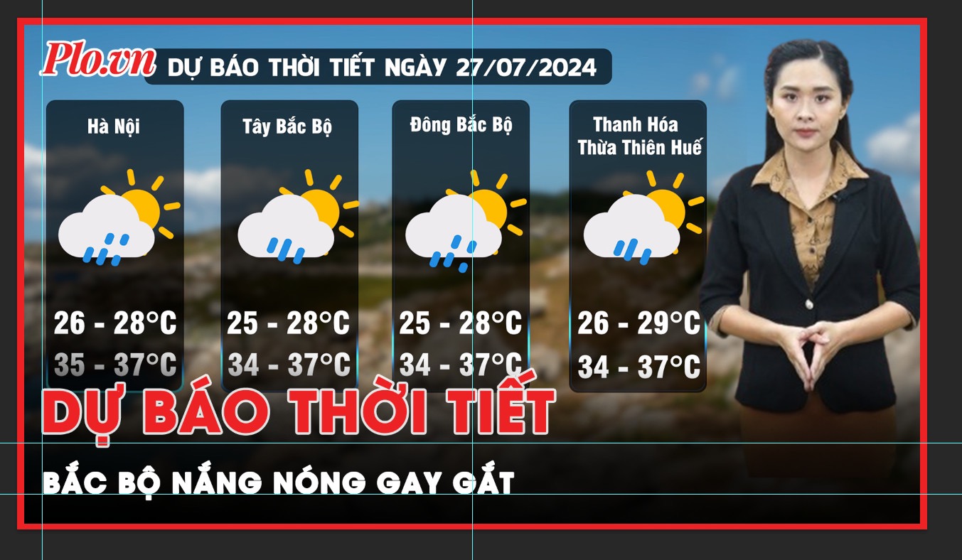 Dự báo thời tiết 27-7: Khu vực Bắc Bộ nắng nóng gay gắt