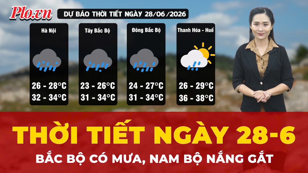 Thời tiết ngày 28-6: Bắc Bộ có mưa, Nam Bộ nắng gắt