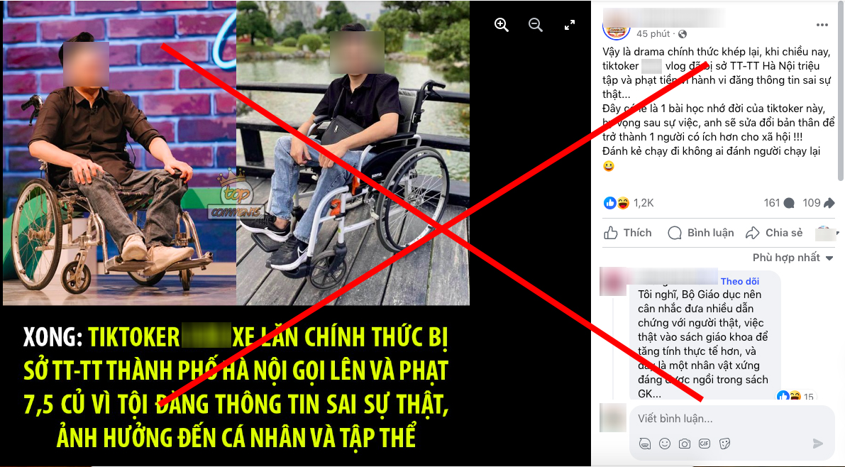 Bác tin xử phạt Tiktoker ngồi xe lăn tố quán phở đuổi khách