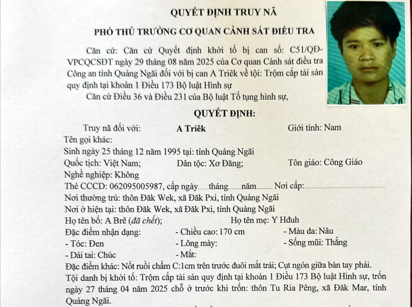 Truy nã thanh niên trộm 3 con bò rồi bỏ trốn 