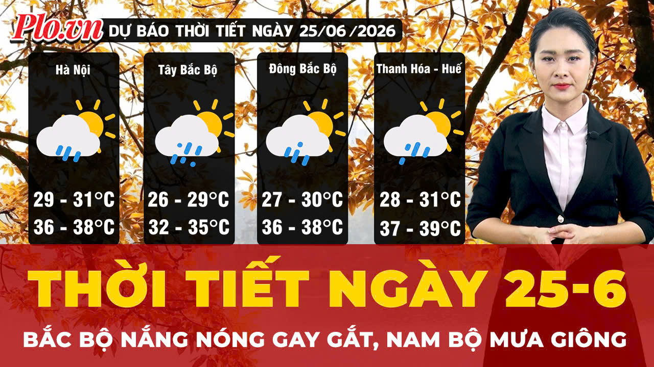 Dự báo thời tiết ngày 25-6: Bắc Bộ nắng nóng gay gắt, Nam Bộ chiều tối mưa giông