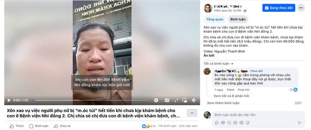 phụ nữ ôm con khóc nói mình bị móc túi trước cổng Bệnh viện