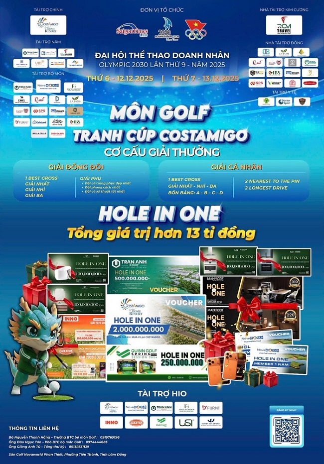 Giải golf Olympic Doanh nhân 2030 lần 9, hành trình trải nghiệm cho doanh nhân tại NovaWorld Phan Thiết