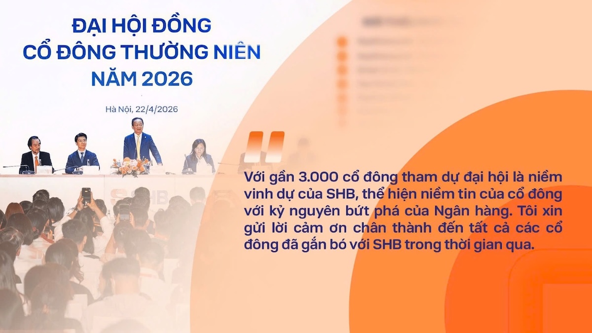 Những câu nói ấn tượng của Chủ tịch HĐQT SHB Đỗ Quang Hiển tại ĐHĐCĐ 2026
