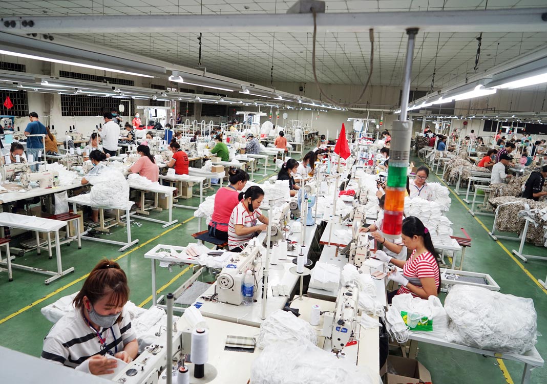 Inside face mask production facility