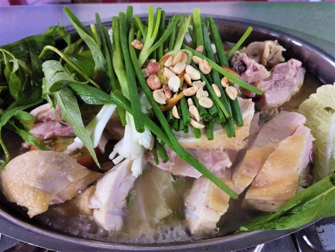 Steamed chicken with brewers grain in Hoc Mon