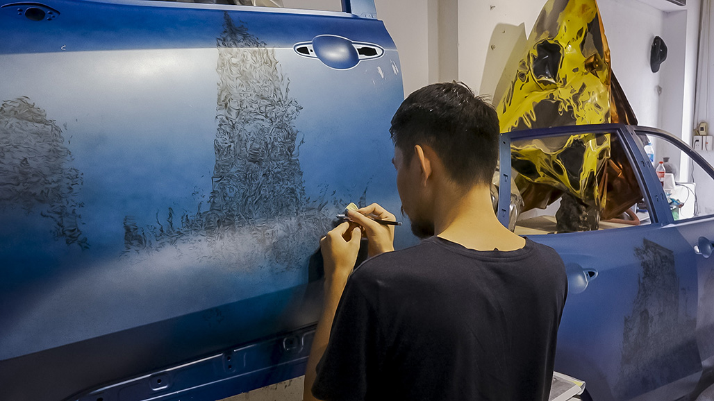 Ford vehicle transformed into canvas for creative expression