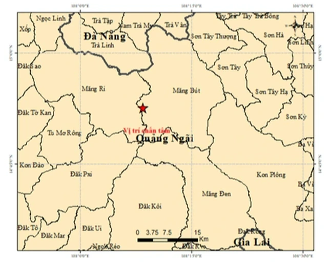 Eight earthquakes hit western Quang Ngai within nine hours