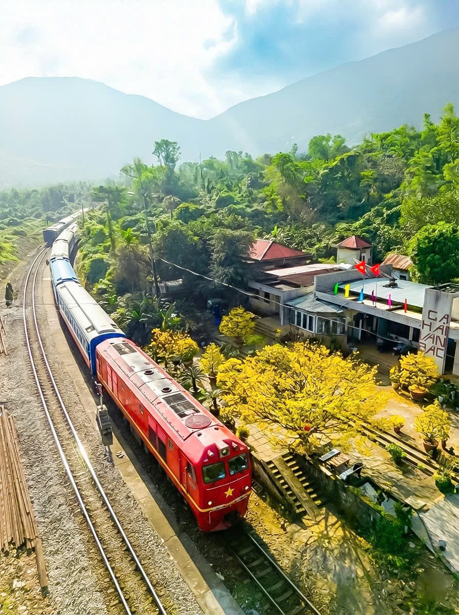 Traveling across the country by train