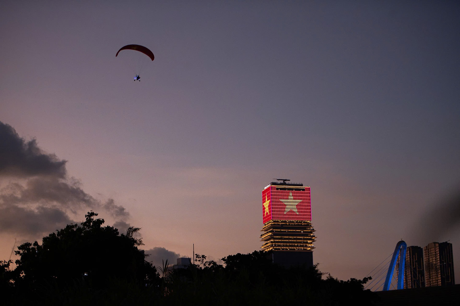Flying over the town