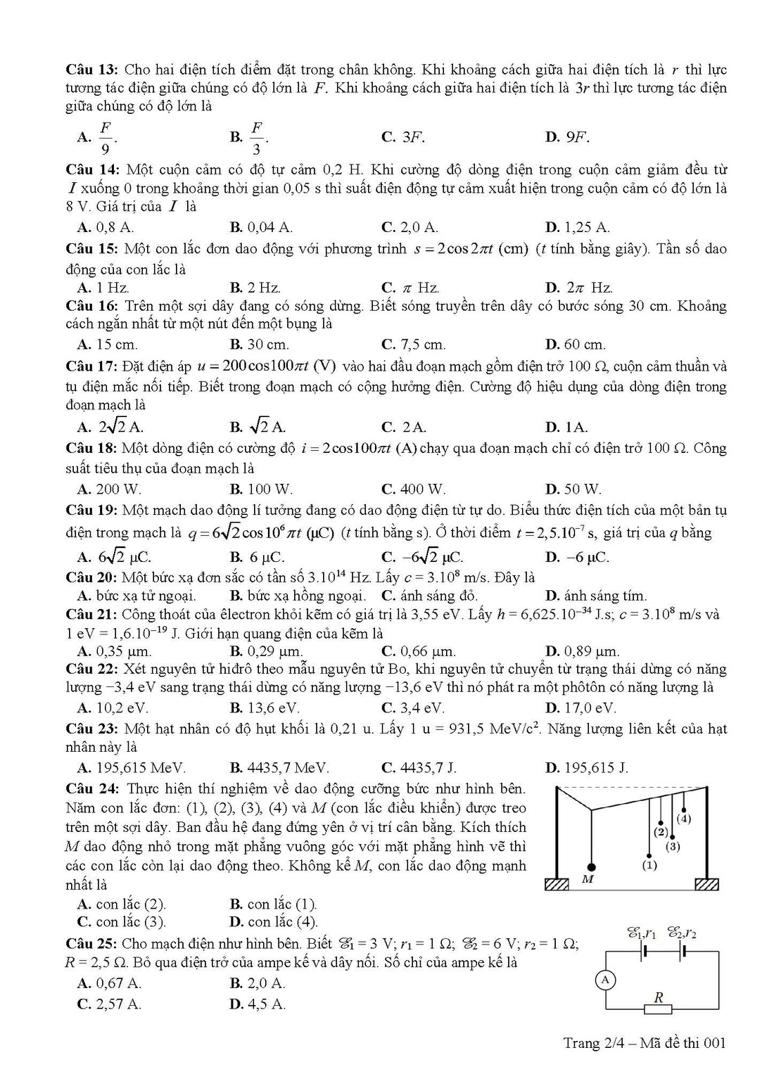 Đề tham khảo thi THPT quốc gia 2019 môn vật lý - Ảnh 2.