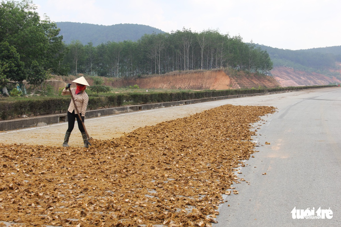 Đường đẹp nhất Tây Nguyên thành... sân phơi nông sản - Ảnh 1.