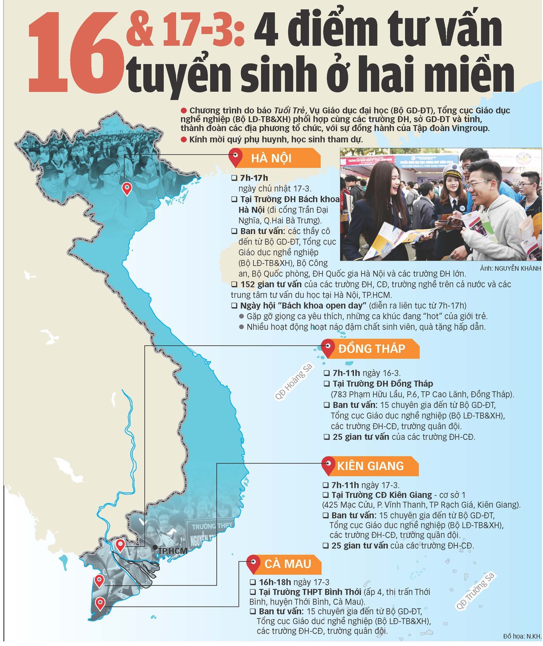 Ngày 16, 17-3 Tuổi Trẻ tư vấn tuyển sinh tại 4 tỉnh thành - Ảnh 1. Ngày 16, 17-3 Tuổi Trẻ tư vấn tuyển sinh tại 4 tỉnh thành - Ảnh 1.