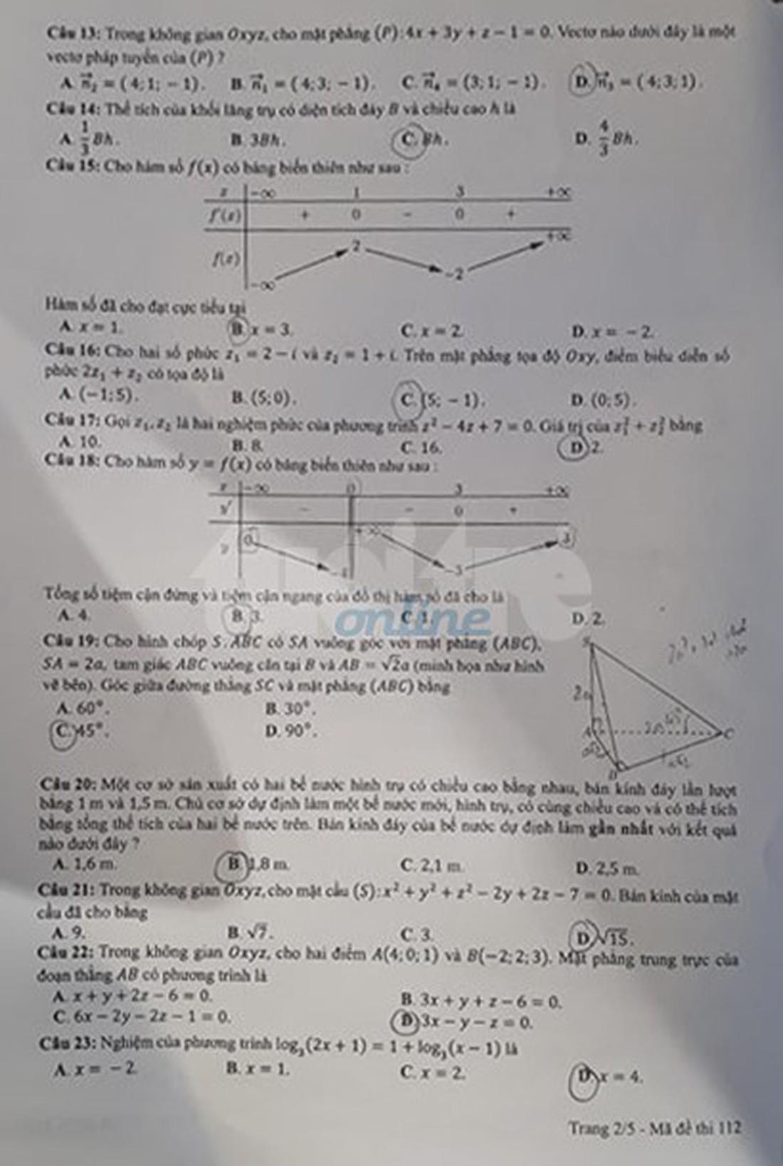 Đáp án môn toán thi THPT quốc gia 2019 - Ảnh 21.