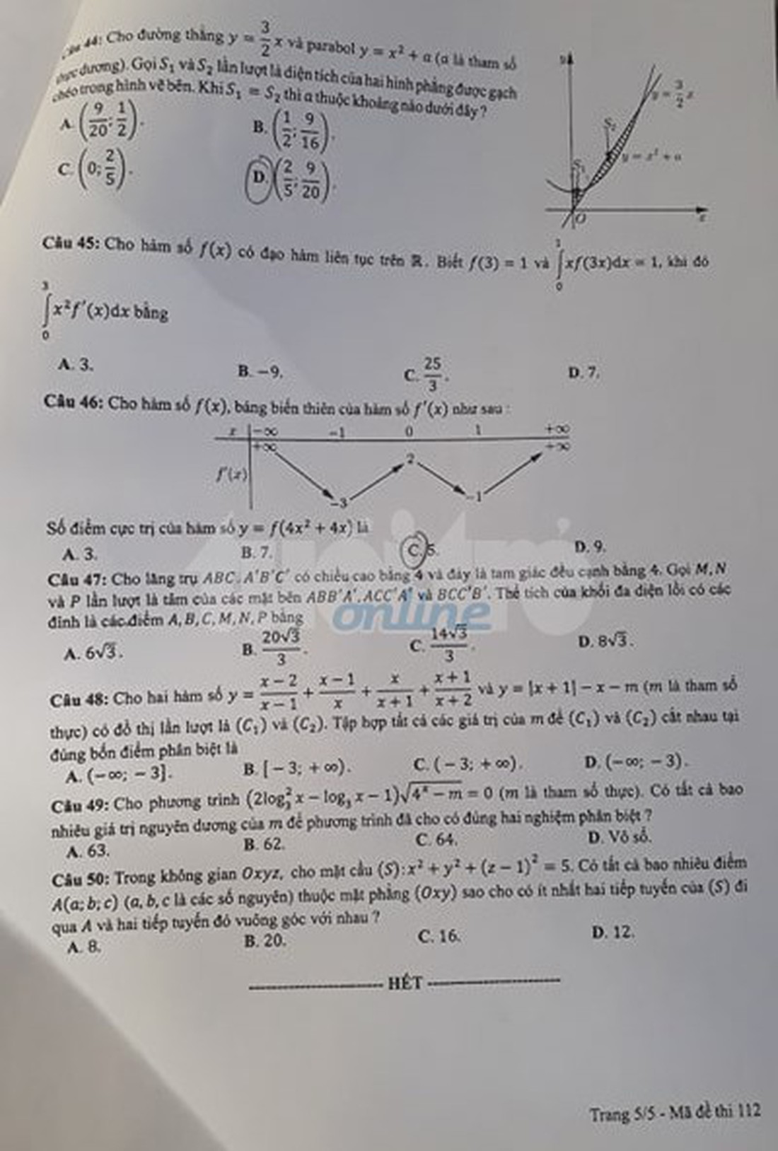 Đáp án môn toán thi THPT quốc gia 2019 - Ảnh 24.