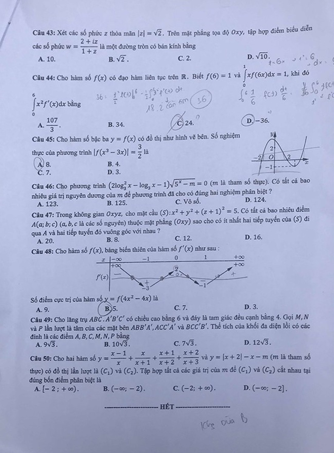 Đáp án môn toán thi THPT quốc gia 2019 - Ảnh 14.