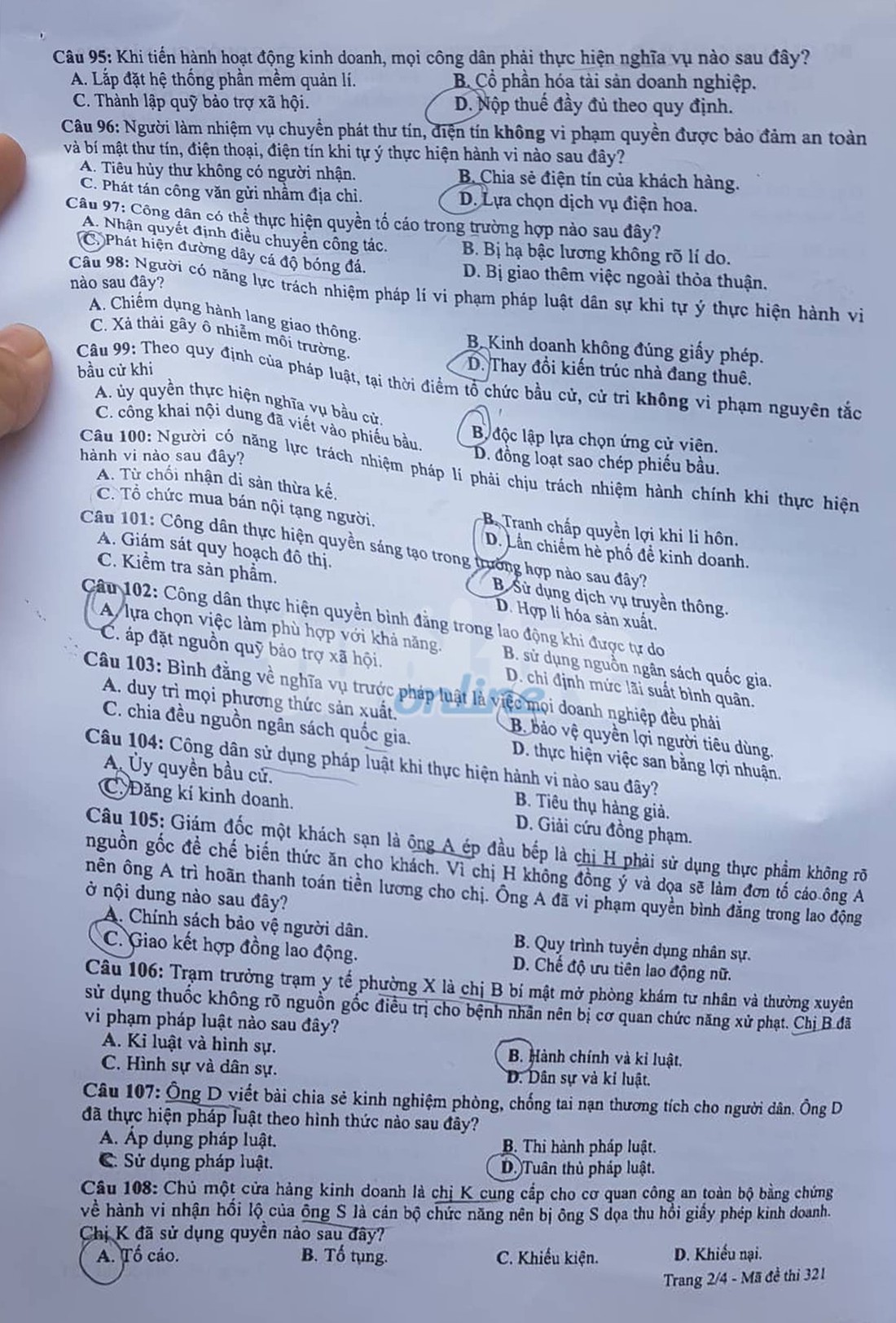 Đáp án môn giáo dục công dân thi THPT quốc gia 2019 - Ảnh 6.