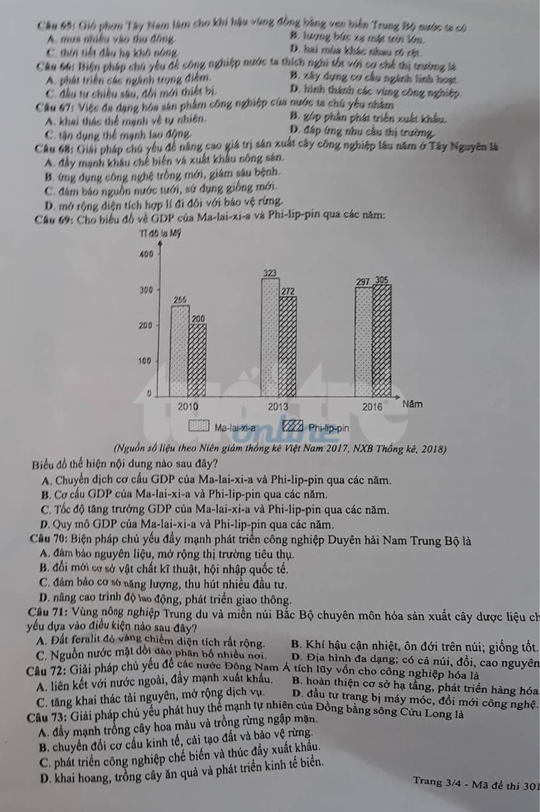 Đáp án môn địa lý THPT quốc gia 2019 - Ảnh 11.