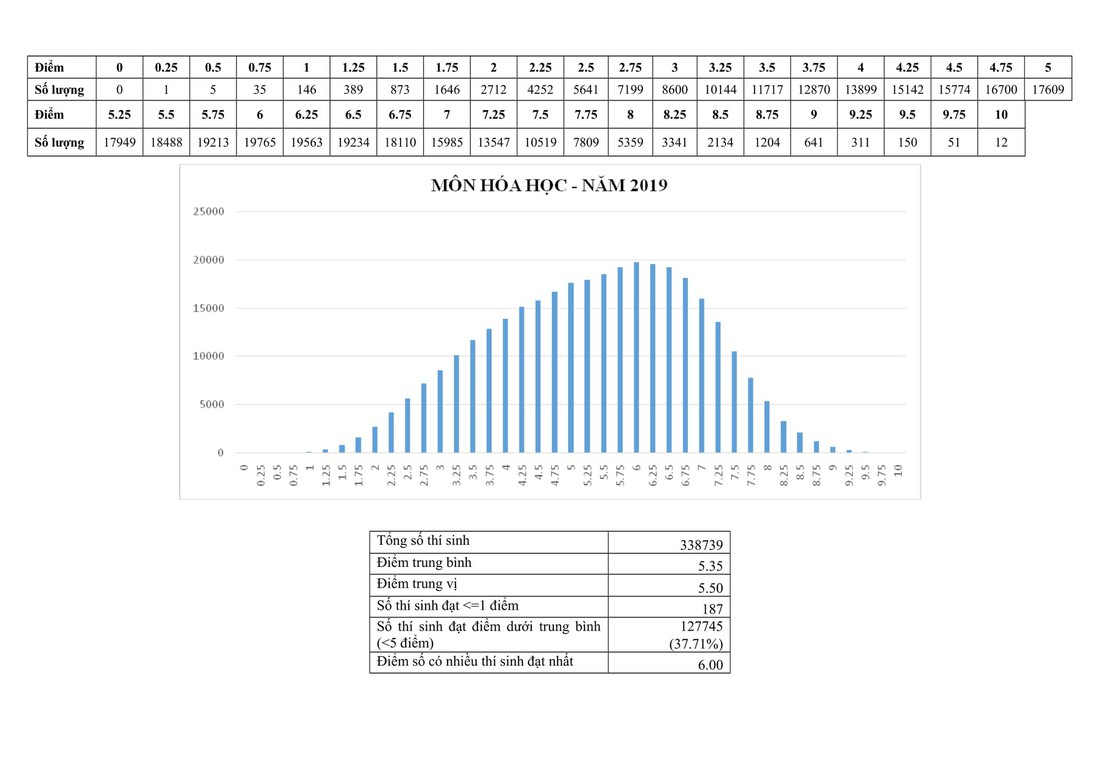 Phổ điểm thi THPT quốc gia 2019 - Ảnh 3.