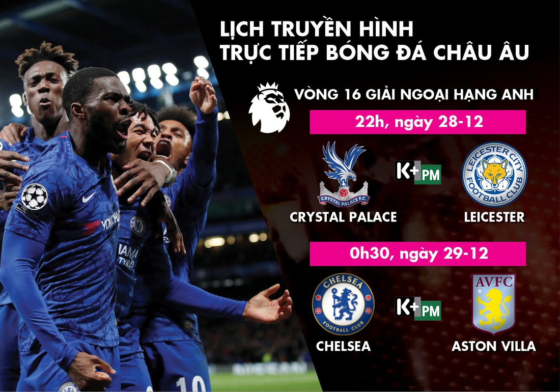 Lịch trực tiếp vòng 16 Premier League: Chelsea và Leicester ra sân - Ảnh 1.