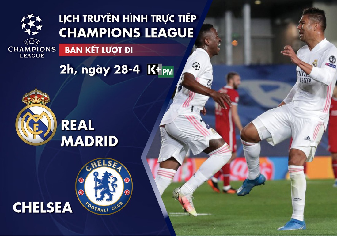 Lịch trực tiếp bán kết lượt đi Champions League: Real Madrid - Chelsea - Ảnh 1.