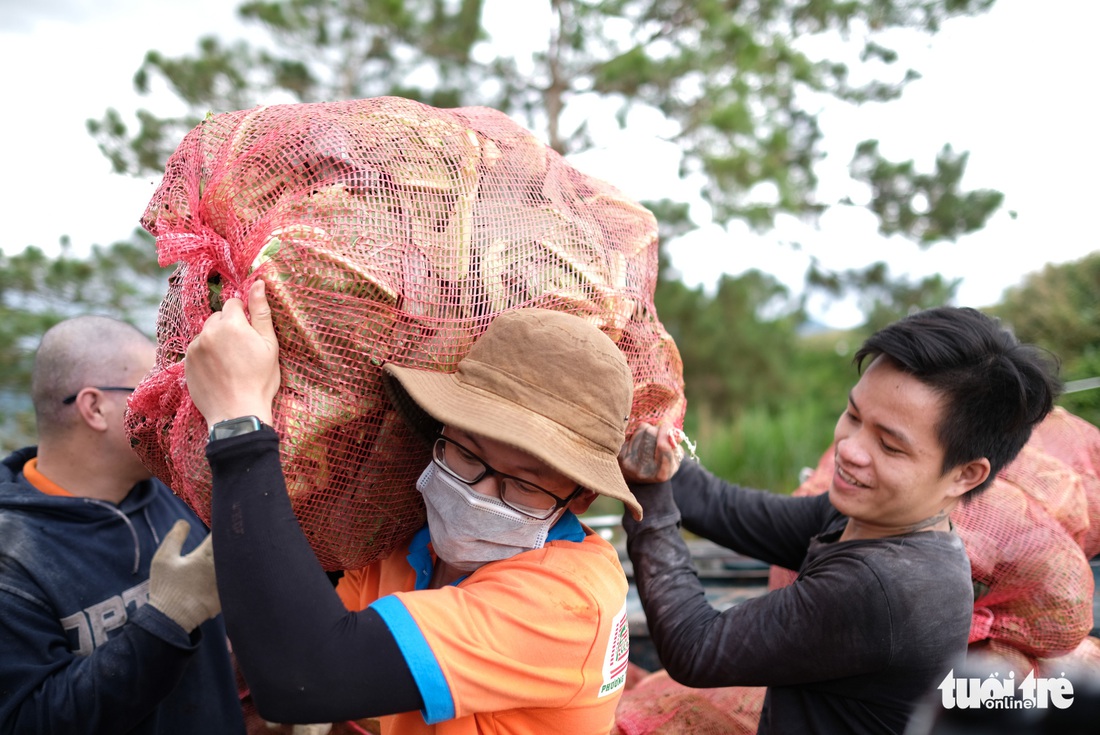 Đoàn xe nối đuôi đi xuyên đêm chở nông sản Đà Lạt tiếp tế cho bà con Đà Nẵng - Ảnh 2.