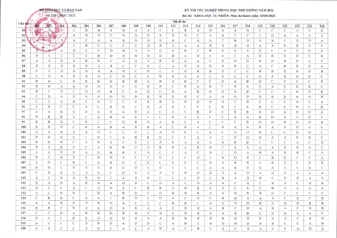 Đáp án chính thức các môn thi trắc nghiệm kỳ thi tốt nghiệp THPT 2022 - Ảnh 5.