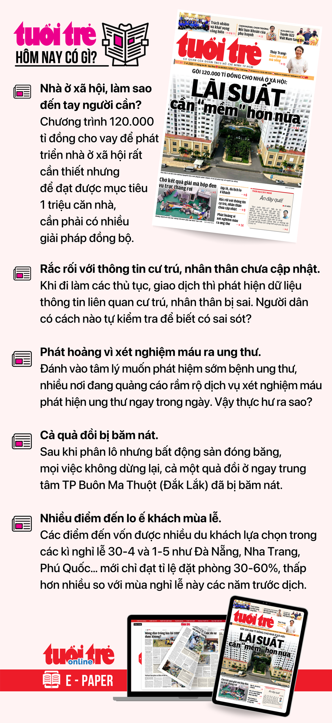 Tin tức chính trên Tuổi Trẻ nhật báo hôm nay 7-4. Để đọc Tuổi Trẻ báo in phiên bản E-paper, mời bạn đăng ký Tuổi Trẻ Sao TẠI ĐÂY