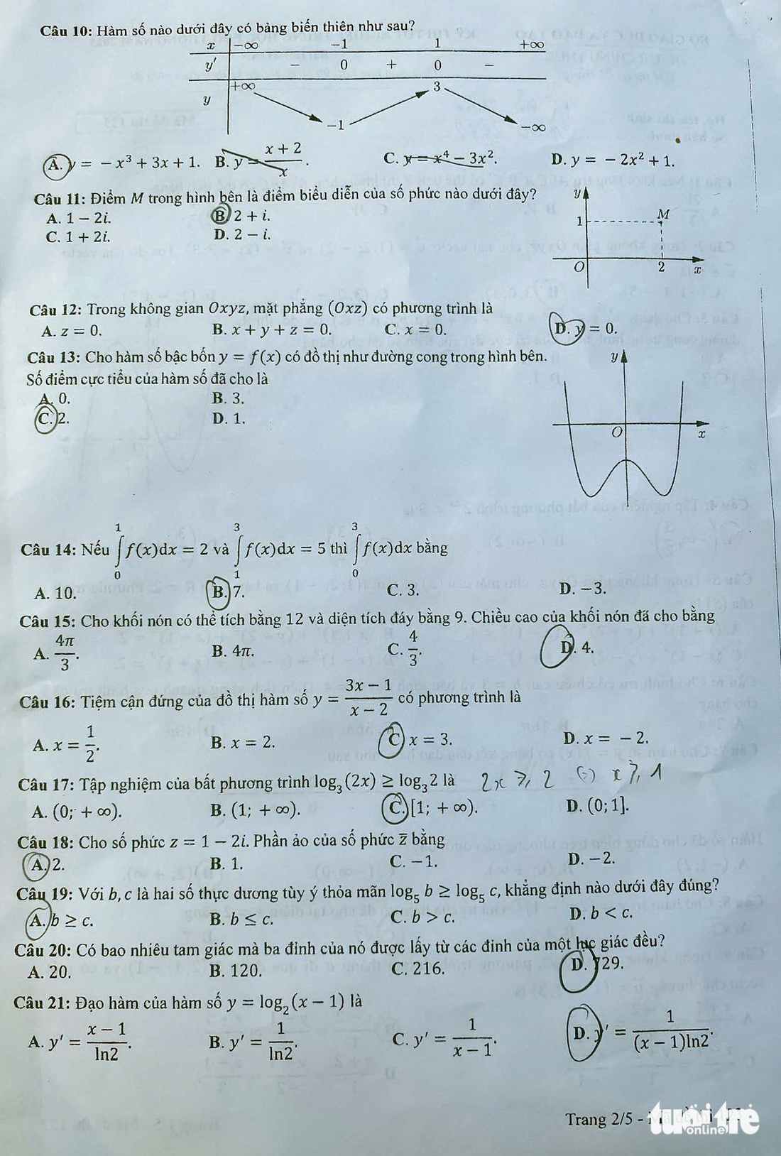 Đề toán kỳ thi tốt nghiệp THPT 2023 - Ảnh 2.