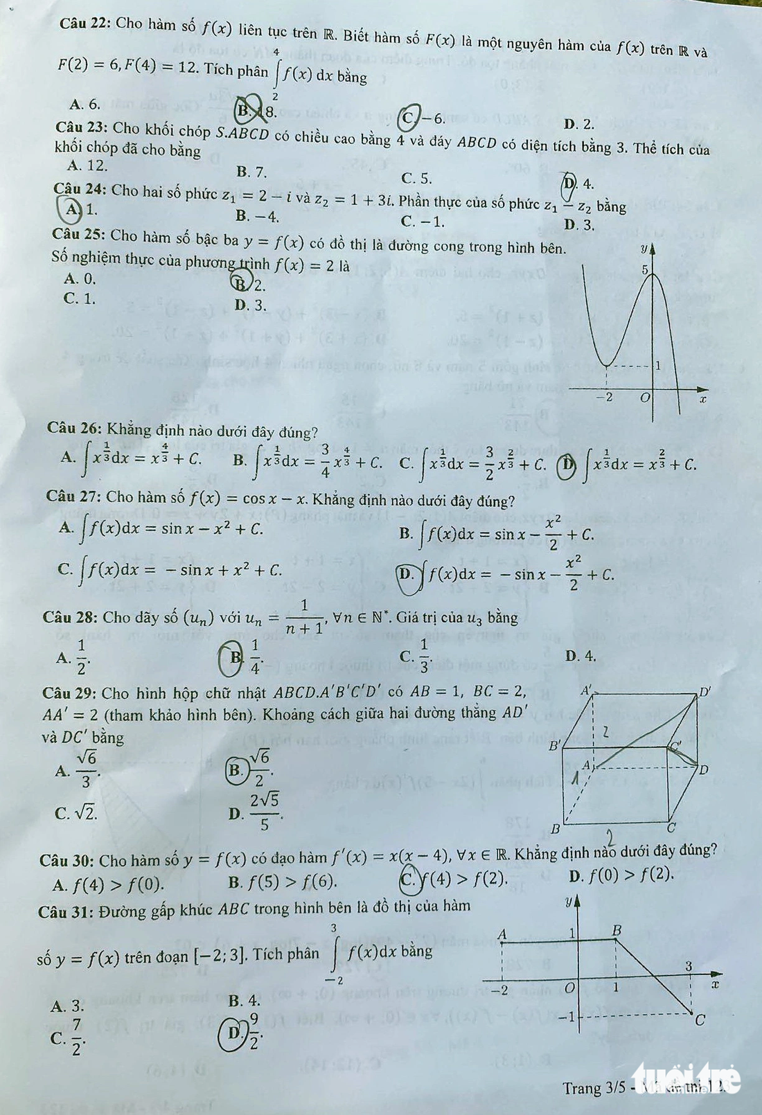 Đề toán kỳ thi tốt nghiệp THPT 2023 - Ảnh 3.
