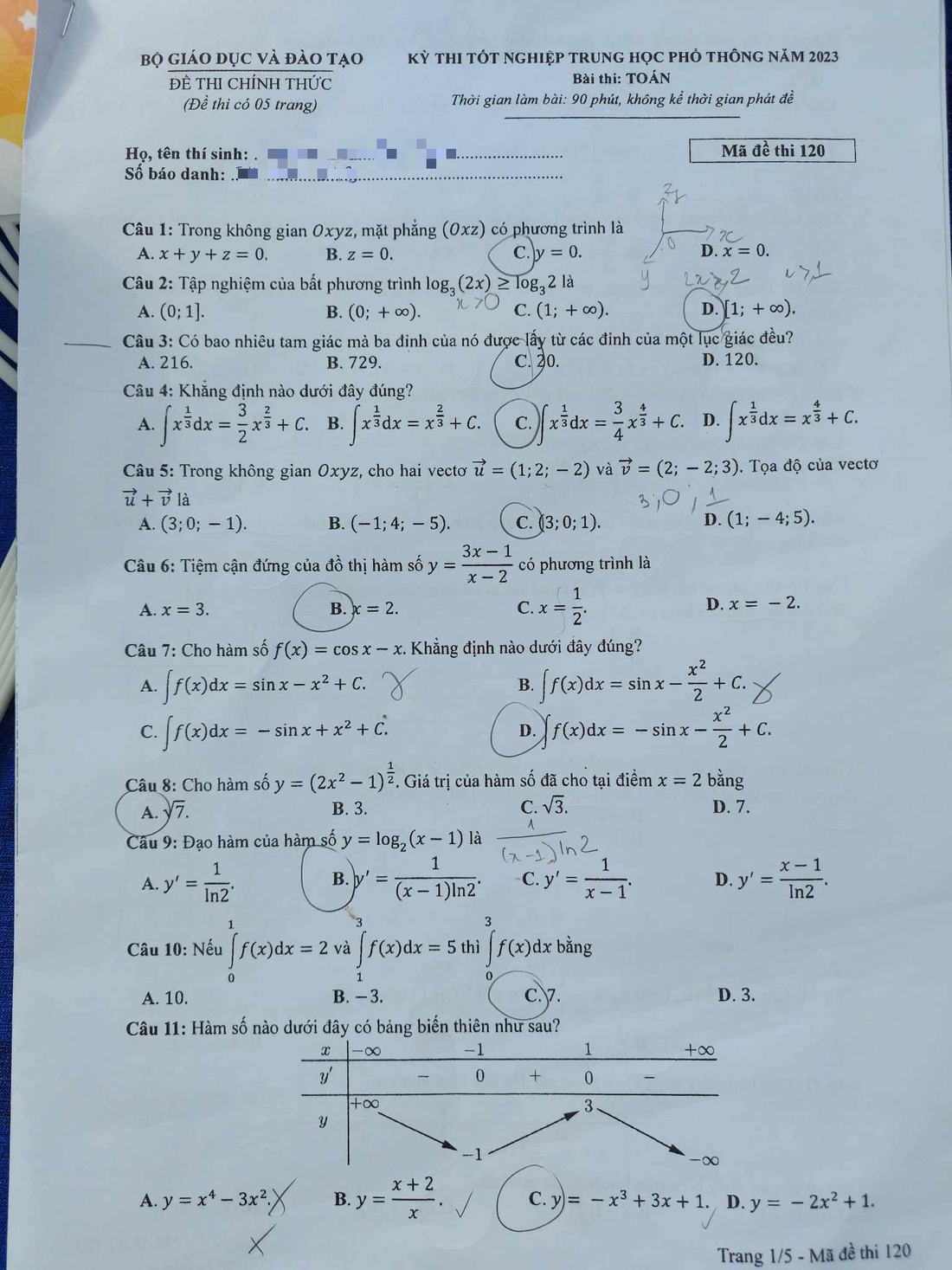 Đề toán kỳ thi tốt nghiệp THPT 2023 - Ảnh 6.
