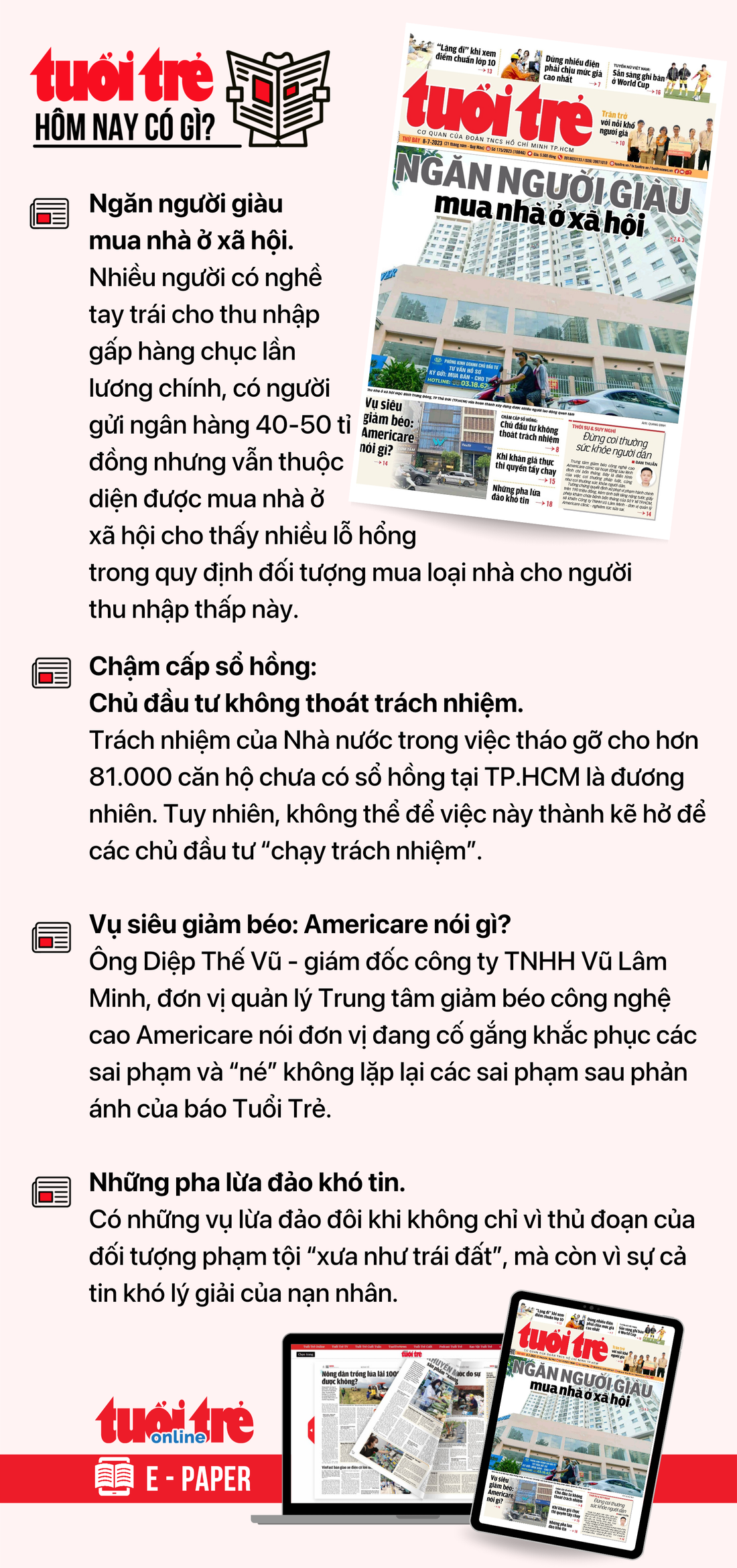 Tin tức chính trên Tuổi Trẻ nhậxt báo hôm nay 8-7. Để đọc Tuổi Trẻ báo in phiên bản E-paper, mời bạn đăng ký Tuổi Trẻ Sao TẠI ĐÂY