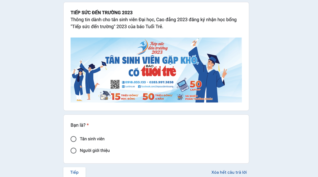 Cách thức đăng ký học bổng Tiếp sức đến trường 2023 - Ảnh 1.