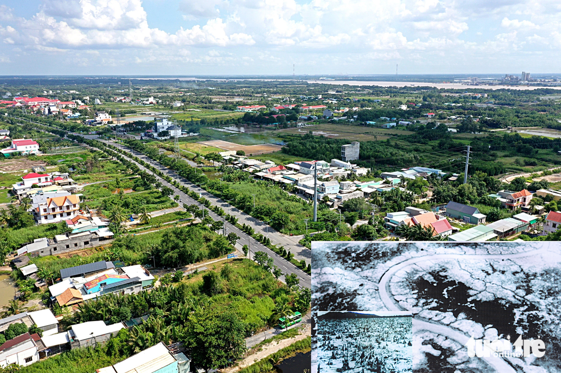 Tấm không ảnh ngày xưa đầm lầy trơ trụi và nay những khu nhà khang trang, giao thông thông suốt