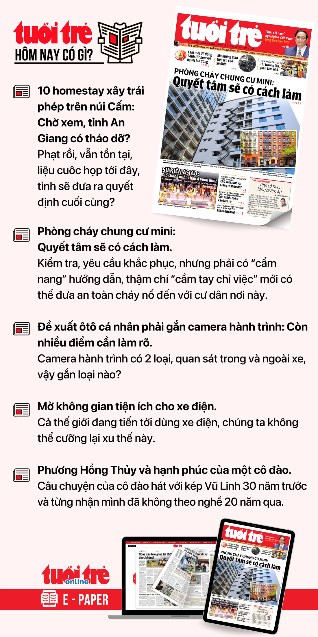 Tin tức chính trên Tuổi Trẻ nhật báo hôm nay 24-9. Để đọc Tuổi Trẻ báo in phiên bản E-paper, mời bạn đăng ký Tuổi Trẻ Sao TẠI ĐÂY