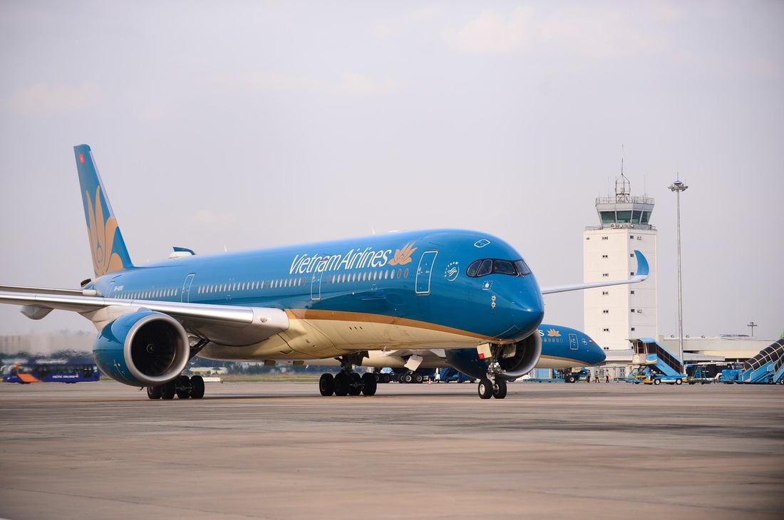 Máy bay Vietnam Airlines hoạt động ở Tân Sơn Nhất - Ảnh: QUANG ĐỊNH