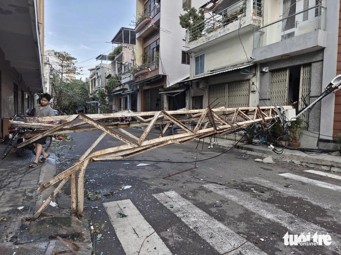 Sau bão Kalmaegi, nhiều nơi ở Quy Nhơn tan hoang, cây cối, trụ điện nằm la liệt- Ảnh 8. Sau bão Kalmaegi, nhiều nơi ở Quy Nhơn tan hoang, cây cối, trụ điện nằm la liệt- Ảnh 8.