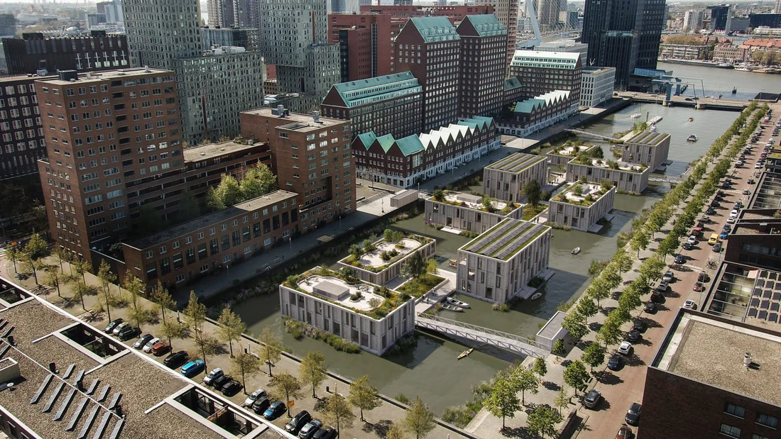 'Khu nhà nổi lớn nhất châu Âu' làm hồi sinh bến tàu Rotterdam xưa - Ảnh 1.