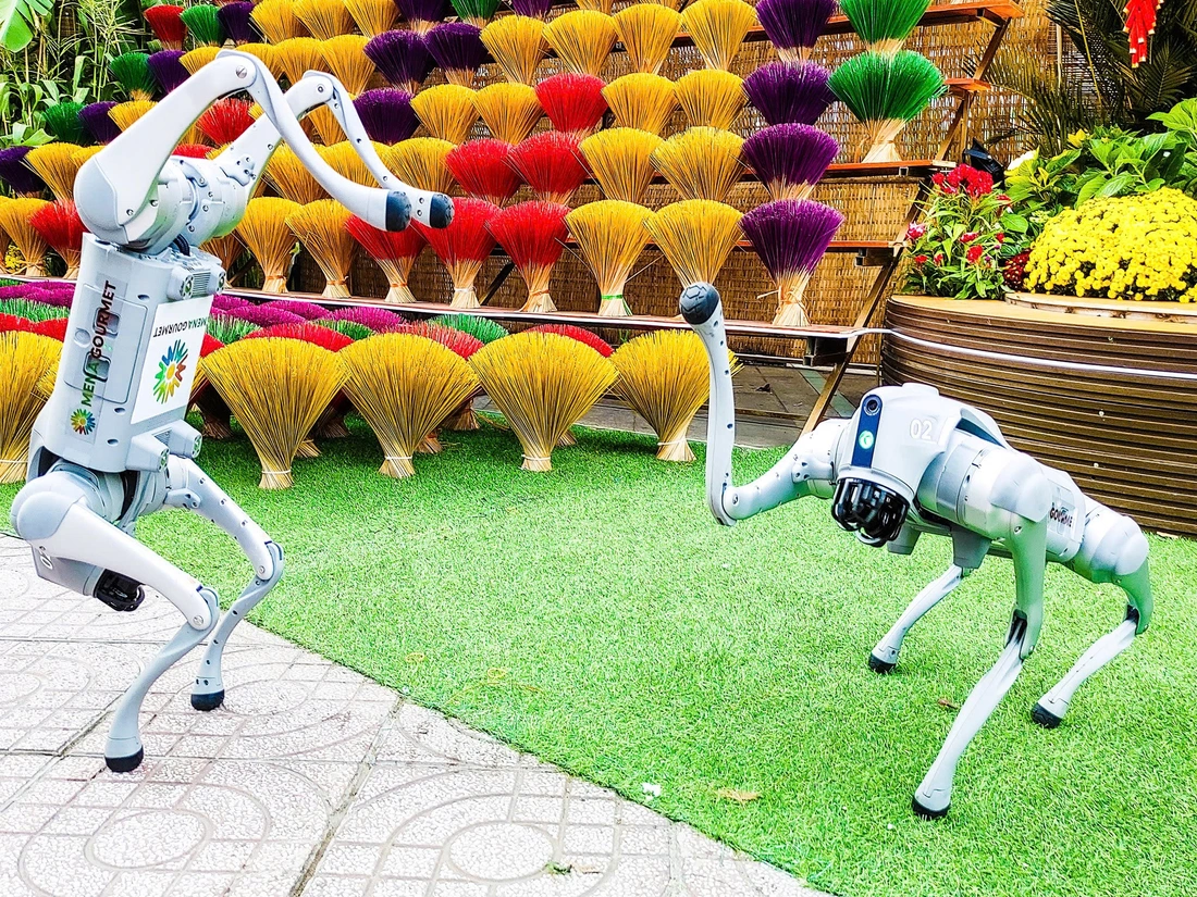 Cặp đôi robot chó Meme và Nana chính thức 'làm việc' tại Menas Mall Saigon Airport - Ảnh 4.