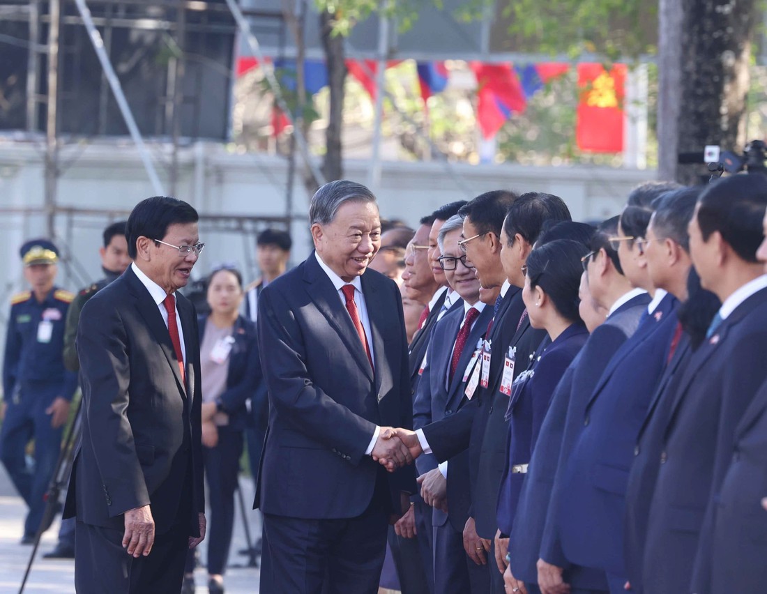 Lễ đón trọng thể Tổng Bí thư Tô Lâm tại Lào - Ảnh 6.