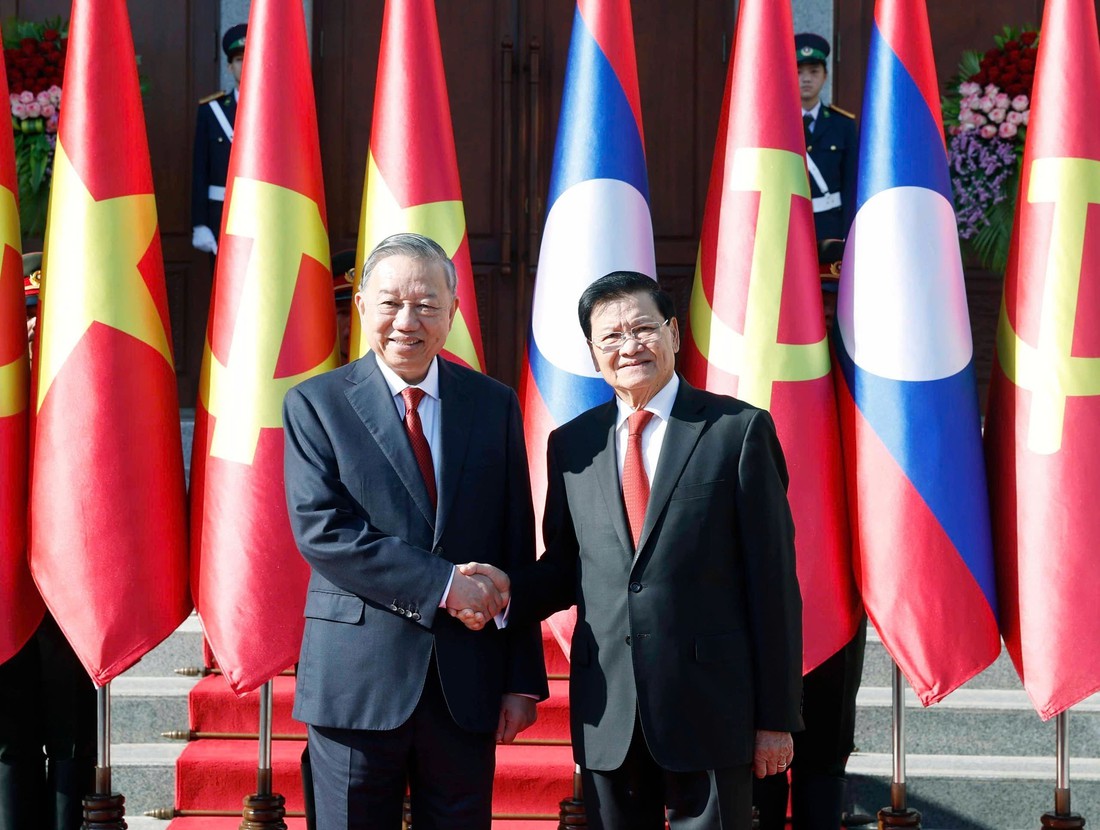 Lễ đón trọng thể Tổng Bí thư Tô Lâm tại Lào - Ảnh 8.