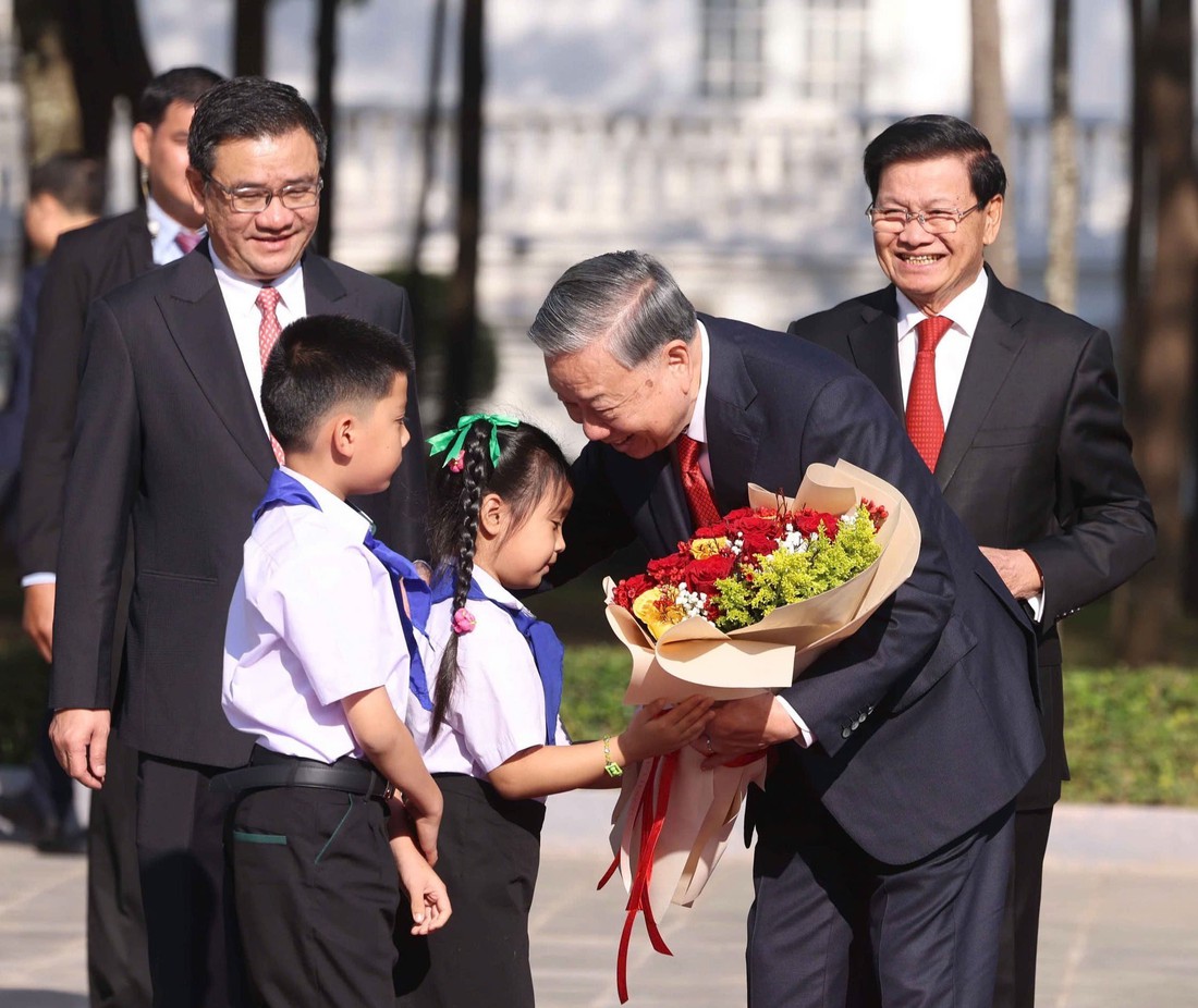 Lễ đón trọng thể Tổng Bí thư Tô Lâm tại Lào - Ảnh 2.