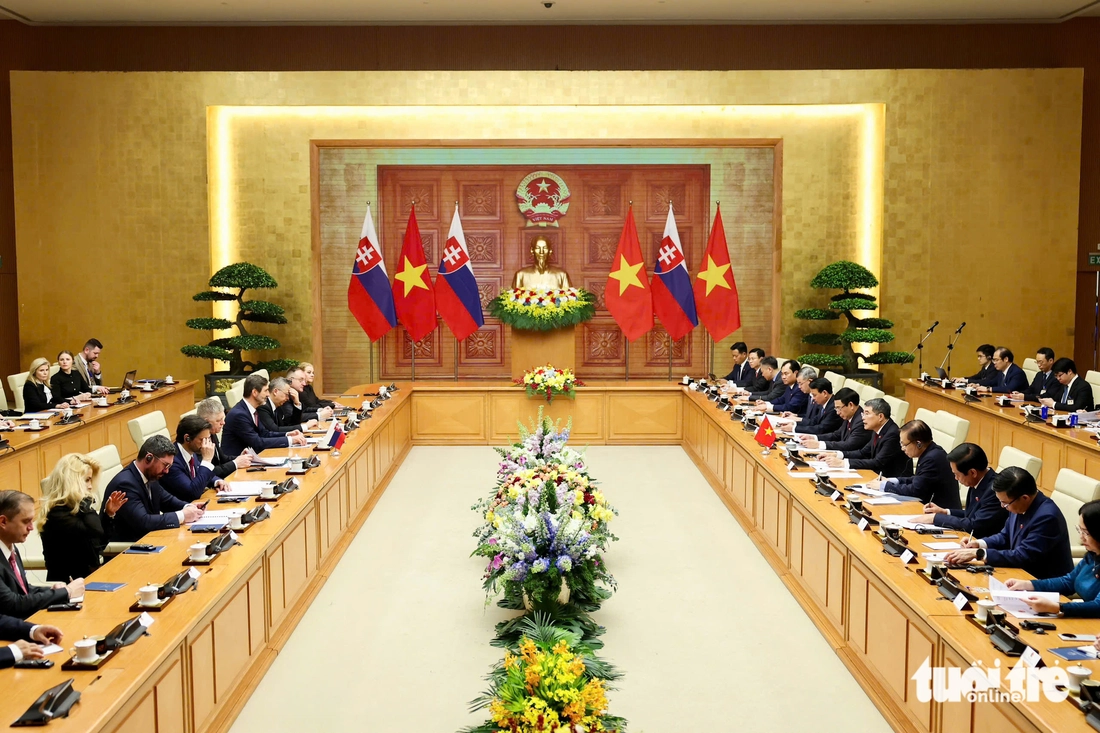 Thủ tướng Lê Minh Hưng chủ trì lễ đón chính thức Thủ tướng Slovakia Robert Fico - Ảnh 12.