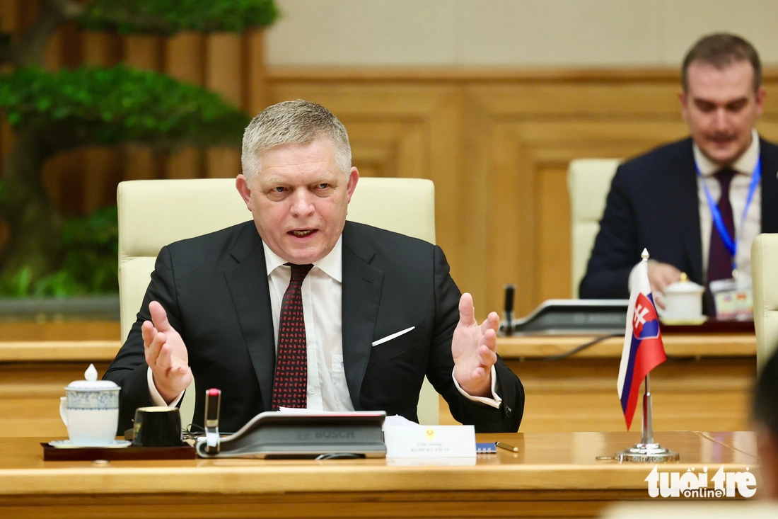 Thủ tướng Lê Minh Hưng chủ trì lễ đón chính thức Thủ tướng Slovakia Robert Fico - Ảnh 13.