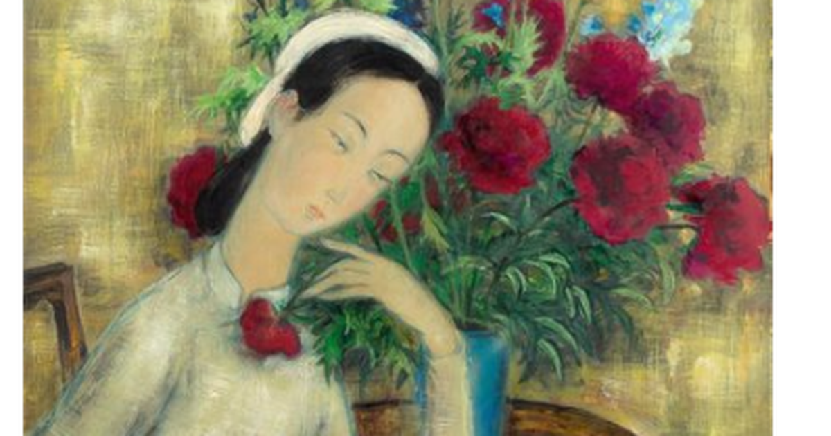 Thiếu nữ bên hoa mẫu đơn của Lê Phổ lại cán mốc hơn triệu đô