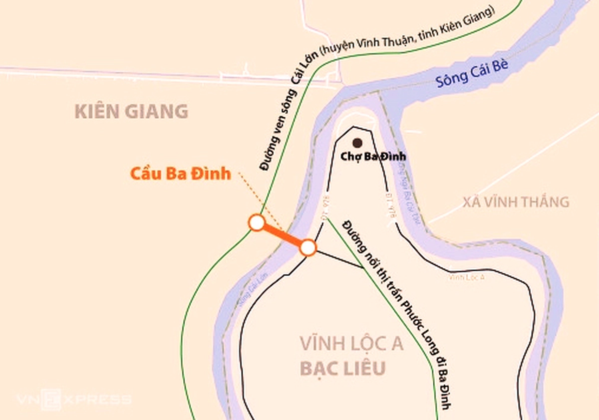Cà Mau sẽ xây cầu Ba Đình 470 tỉ đồng kết nối với An Giang